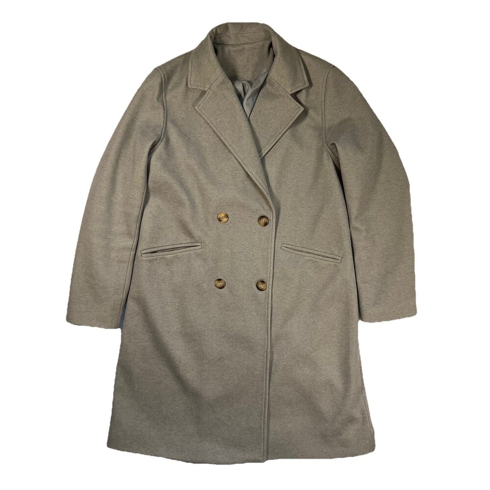 Yousify Jacket Gray Notched Lapel Collar Double Breasted Wool Look Women’s M